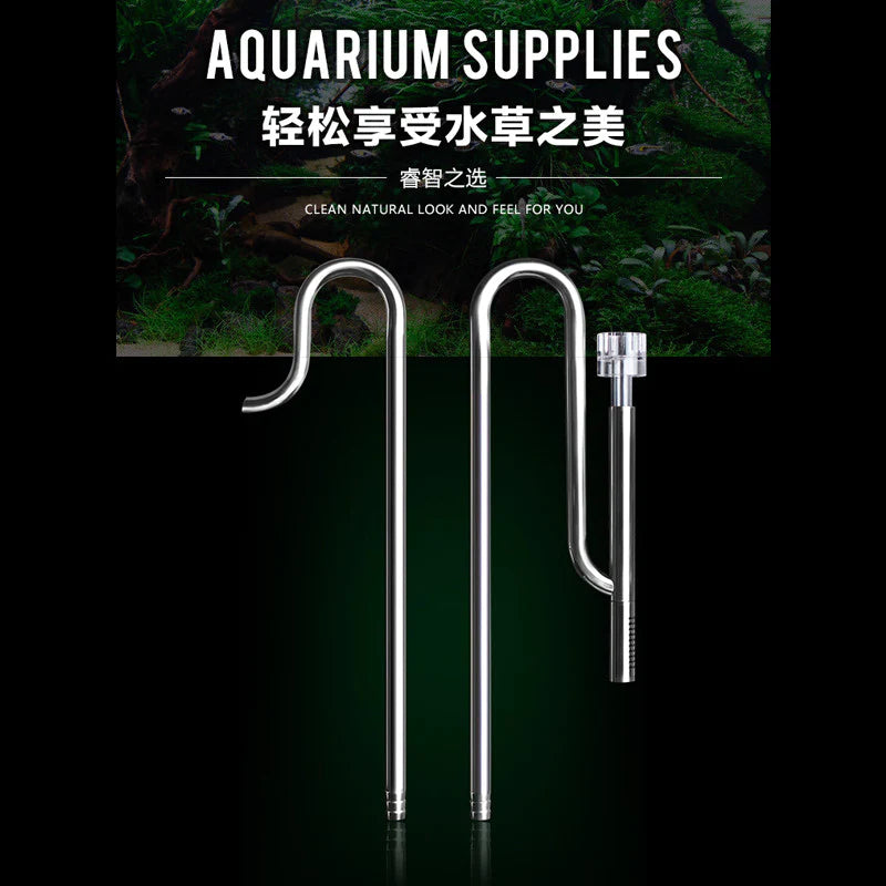 Mufan Stainless Steel Lily Pipe With Surface Skimmer For Aquarium 17MM ( Suitable For 16/22 MM)