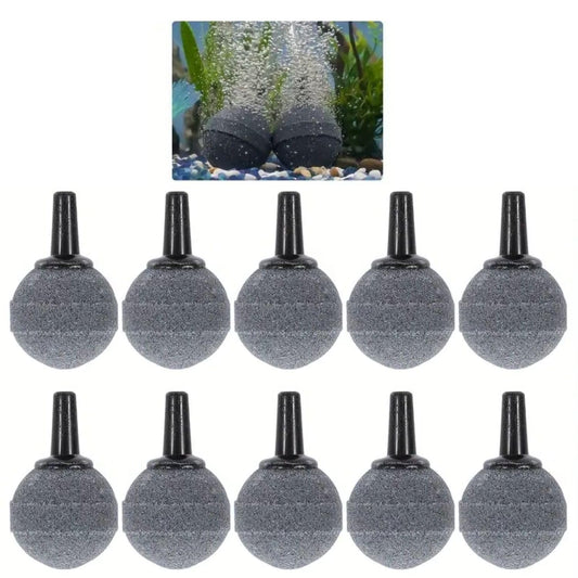 VAYINATO® 1 Inch Grey Ball Shaped Aquarium Air Stone Pack of 10 – Oxygen Diffuser | Bubbler Stones for Fish Tank, Hydroponics, Aeration by Petzlifeworld