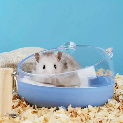 PetzLifeWorld 1 Pcs Transparent Hamster Basin, Non-Slip Base - Round, Four-Legged Design for Hamsters & Small Pets | Splash-Proof Small Pet Shower with Removable Design