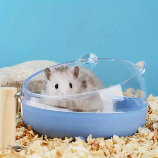 PetzLifeWorld 1 Pcs Transparent Hamster Basin, Non-Slip Base - Round, Four-Legged Design for Hamsters & Small Pets | Splash-Proof Small Pet Shower with Removable Design