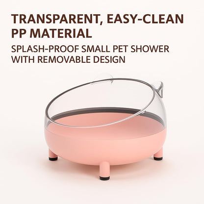 PetzLifeWorld 1 Pcs Transparent Hamster Basin, Non-Slip Base - Round, Four-Legged Design for Hamsters & Small Pets | Splash-Proof Small Pet Shower with Removable Design