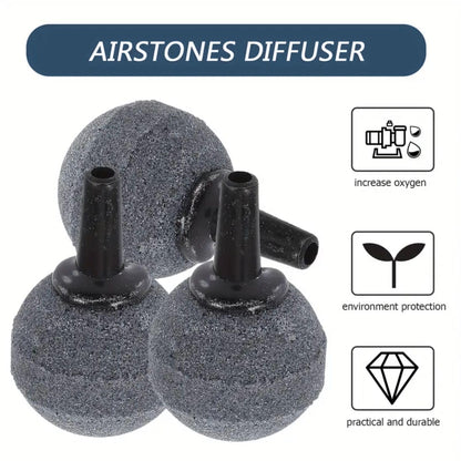 VAYINATO® 1 Inch Grey Ball Shaped Aquarium Air Stone Pack of 10 – Oxygen Diffuser | Bubbler Stones for Fish Tank, Hydroponics, Aeration by Petzlifeworld