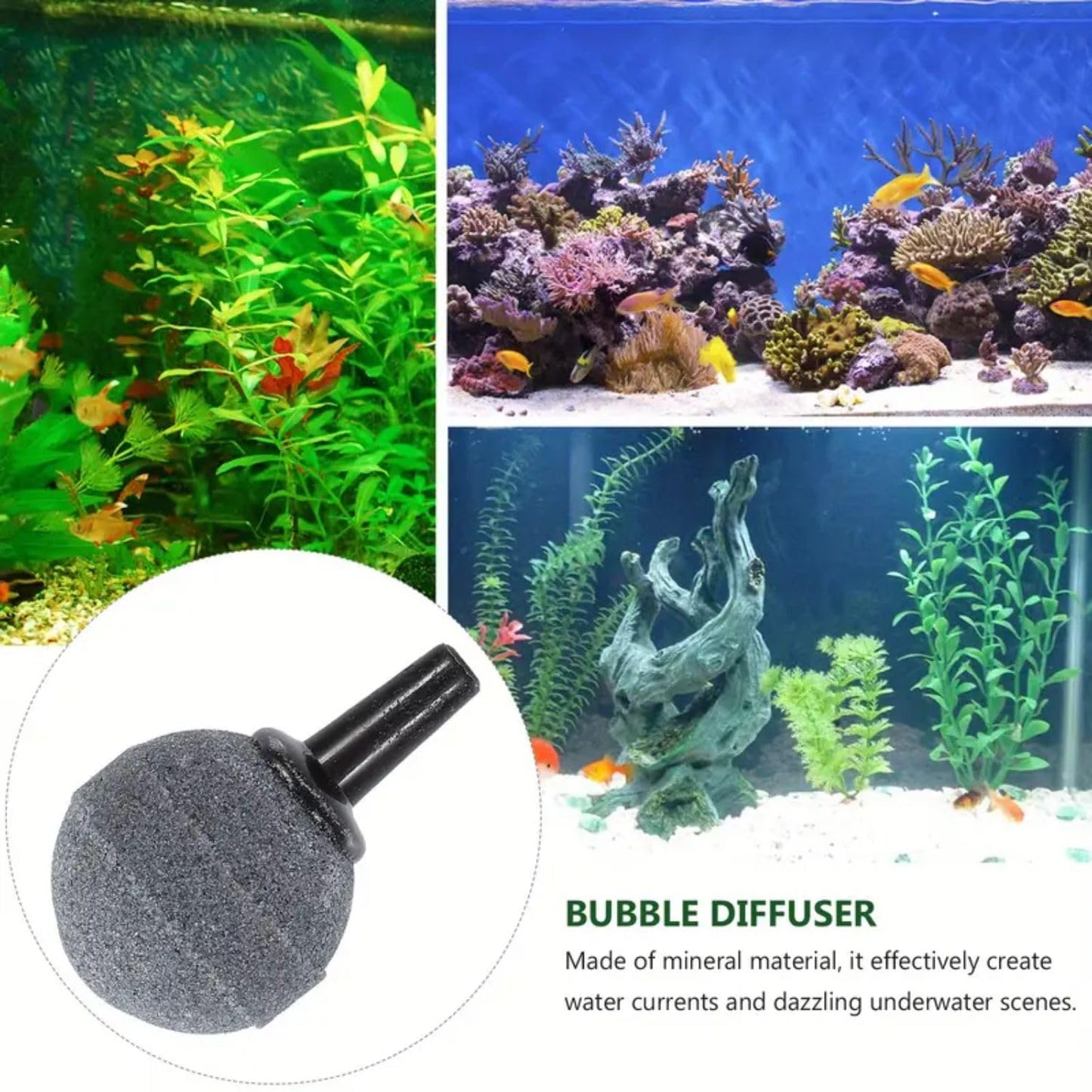VAYINATO® 1 Inch Grey Ball Shaped Aquarium Air Stone Pack of 10 – Oxygen Diffuser | Bubbler Stones for Fish Tank, Hydroponics, Aeration by Petzlifeworld