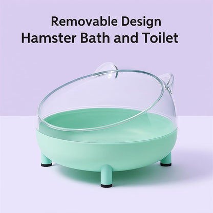 PetzLifeWorld 1 Pcs Transparent Hamster Basin, Non-Slip Base - Round, Four-Legged Design for Hamsters & Small Pets | Splash-Proof Small Pet Shower with Removable Design