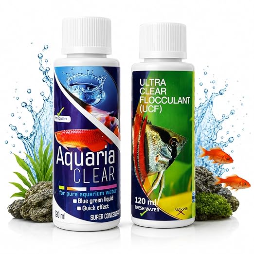 PetzlifeworldAquatic Remedies Aquarium Fish Tank Water Clarifier | Quickly Removes Cloudiness | Makes Crystal Clear Fish Tanks (Aqua Clear 120Ml+Ucf 120 Ml Combopack 2 * 120-240Ml)
