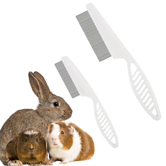 petzlifeworld  2 Pcs (Large & Small) Stainless Steel Flea Comb for Guinea Pig, Hamster, Rabbit – Pet Grooming Tool for Tangles, Fleas, Tear Stains | Durable & Gentle Hair Removal