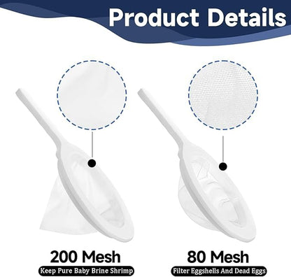 Petzlifeworld  2 Pcs Brine Shrimp Separator Filter Net Set – Dual Mesh Nets (80 & 200), DIY Hatchery Accessories – for Aquarium Fish Feeding, Eggshell Removal & Baby Shrimp Collection