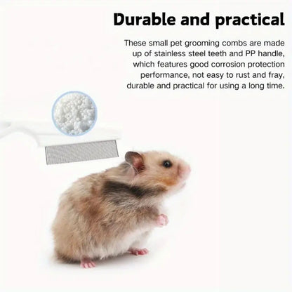 petzlifeworld  2 Pcs (Large & Small) Stainless Steel Flea Comb for Guinea Pig, Hamster, Rabbit – Pet Grooming Tool for Tangles, Fleas, Tear Stains | Durable & Gentle Hair Removal