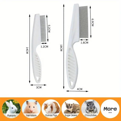petzlifeworld  2 Pcs (Large & Small) Stainless Steel Flea Comb for Guinea Pig, Hamster, Rabbit – Pet Grooming Tool for Tangles, Fleas, Tear Stains | Durable & Gentle Hair Removal