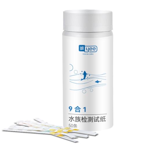 YEE 9 in 1 Aquarium 50 Test Strips for Freshwater Saltwater,Test Kit with Quick and Accurate, Pond Fish Tank and Swimming Pool Test Strips Testing Nitrite,Nitrate,Clorine,pH and More