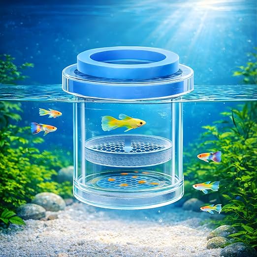 petzlifeworld Floating Fish Breeder Box for Aquarium – 10cm Double Layer Isolation Incubator with Foam Collar | Clear Fry Protection Box for Guppy, Betta & Small Fish
