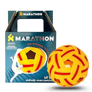 petzlifeworld  Marathon MT-909 International Female/Youth Competition Takraw (Rubber Skin) Lightweight Rattan-Style Plastic Ball | Durable & Safe for Indoor/Outdoor Play | Made in Thailand