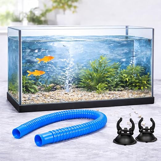 Petzlifeworld Aquarium Flexible Blue Hose Pipe 2.5 Ft | Air & Water Tube for Top Power Filter Pump | 1.7 cm Diameter with Suction Cups
