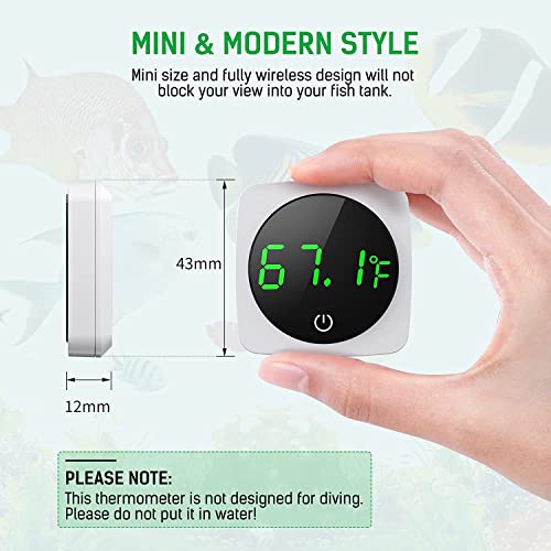 Nepall One Touch LCD Digital Display White Square Aquarium Fish Tank External Thermometer