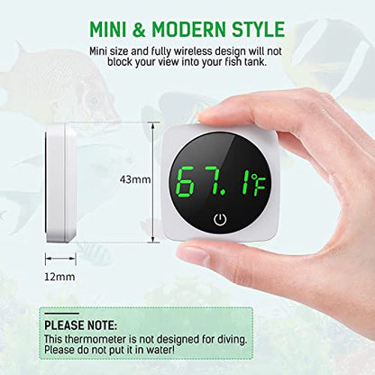 Nepall One Touch LCD Digital Display White Square Aquarium Fish Tank External Thermometer