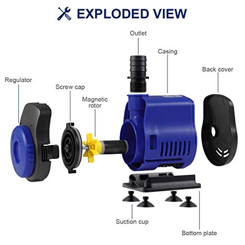 Sunsun JQP Series Aquarium Submersible Pump Power Head with Bottom Mount Suction (JQP-3500 | 80W | 3500L/Hr | Lift 3.6 Meter Height)