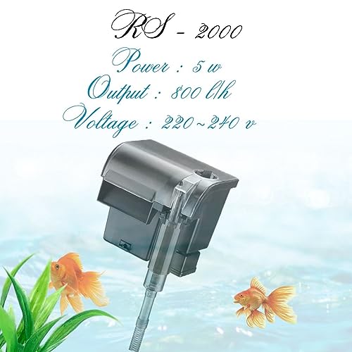 RS Electricals RS-2000 Aquarium Hang on Filter | Power: 5W | Flow: 800 L/H