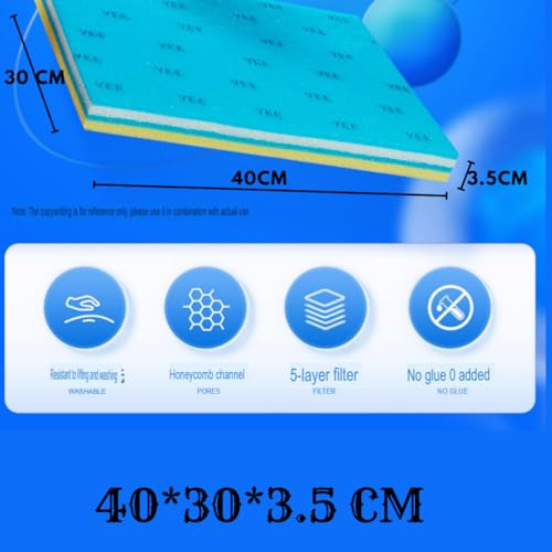 YEE 6D Multi Layer Biological Filter Media Sponge (40*30*3.5) CM For Aquarium Filters and Koi Ponds | 5 Layer Filteration With Multi Wash and No Glue For Crystal Clear Water and Bacteria