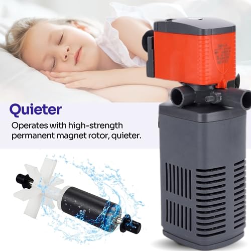 IREENUO Aquarium Filter, Einstellbarer 600 L/H interne Aquarium Filter pumpe mit Sprühstange, 6W IREENUO Aquarium Filter, Einstellbarer 600 L/H interne Aquarium Filter pumpe mit Sprühstange, 6W