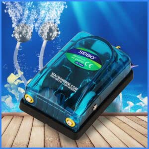 SOBO (SB-648A) Energy Saving Design Air Pump for Aquarium Fish Tank with Free 3 Meter Air Tube, 2 Air Stone and 2 Check Valve | Double Outlet | Power : 5W | Output : 2 * 4L/Min