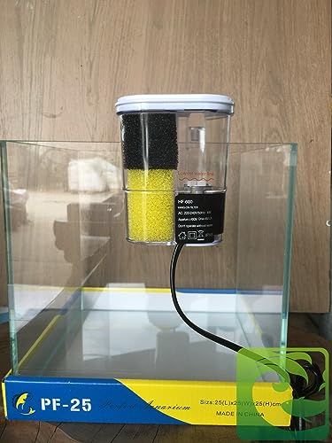 CoCo Nano White Transparent Hang On Filter With Sponge Inlet Protector | Flow Adjuster| With Surface Skimmer | HF-600 | 4W - 450L/Hr | Suits For 1 Feet Cube Tank