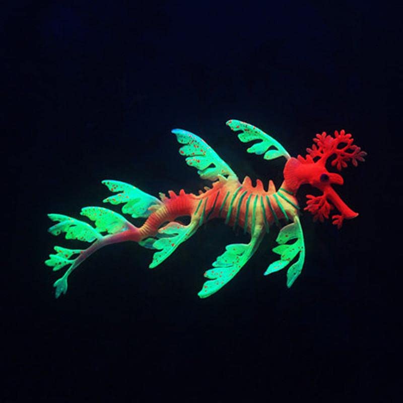 Petzlifeworld Glowing Artificial Silicone Fish Tank Decor Aquarium Decoration Ornament (Random Color) (Sea Dragon)