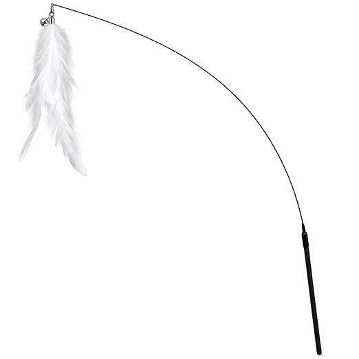 Petzlifeworld Premium Cat Teaser Wand Toy with Natural Feather & Bell – Interactive Flexible Rod Stick for Indoor Cats, Kitten Play, Exercise, Training, Hunting Instinct Stimulation & Stress Relief Pet Toy