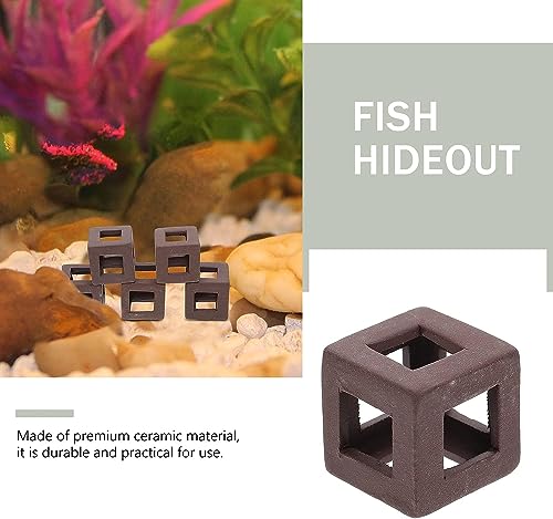 PetzLifeWorld 3 Pcs Mini Cube Hide Out Clay Decoration for Aquarium Fish Tank Shrimp | Shrimp Shelter | Natural Clay Material | No Harm to Fish and Shrimp | 2 * 2 * 2 CM