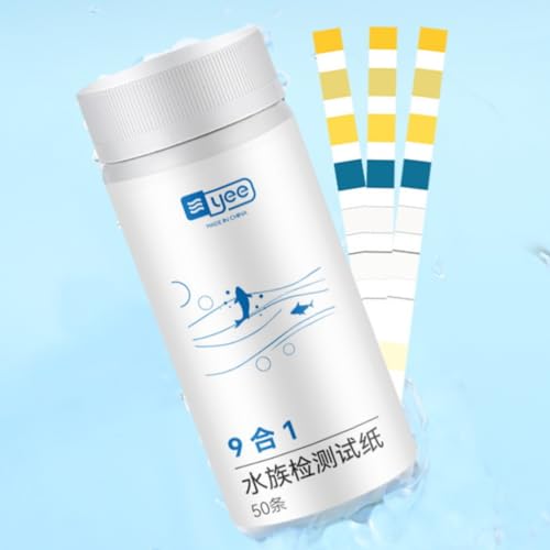 YEE 9 in 1 Aquarium 50 Test Strips for Freshwater Saltwater,Test Kit with Quick and Accurate, Pond Fish Tank and Swimming Pool Test Strips Testing Nitrite,Nitrate,Clorine,pH and More