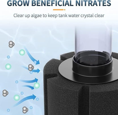 Petzlifeworld  Super Biochemical Sponge Filter for Aquarium Fish Tank with Free 2 Meter Air Hose Tube | Suitable for Fresh and Sea Water Appliances (XF-280)