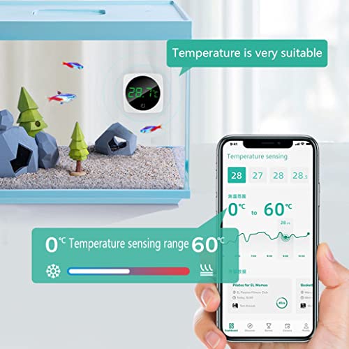 Nepall One Touch LCD Digital Display White Square Aquarium Fish Tank External Thermometer