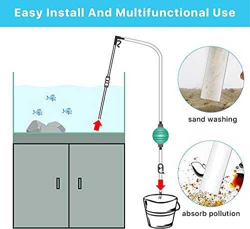 Nepall Fish Tank Cleaner&Aquarium Water Changer Siphon With A Thinner Water Tubing. Perfect For Cleaning Small Fish Tanks,Gravel Vacuum For Aquarium (Green)