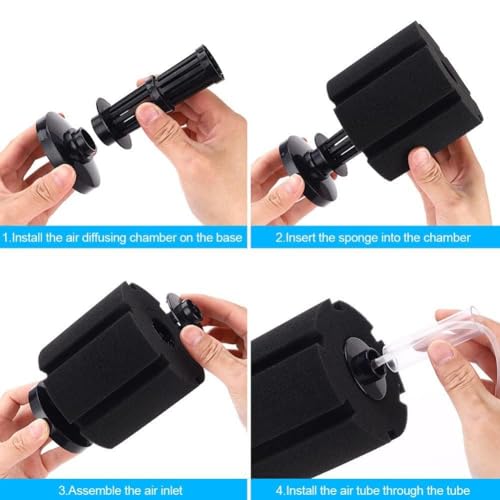 Petzlifeworld  Super Biochemical Sponge Filter for Aquarium Fish Tank with Free 2 Meter Air Hose Tube | Suitable for Fresh and Sea Water Appliances (XF-280)
