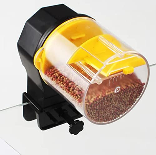 PetzLifeworld Aquarium Fish Tank Automatic Yellow Food Feeder with 2 Dispenser 50G/100G