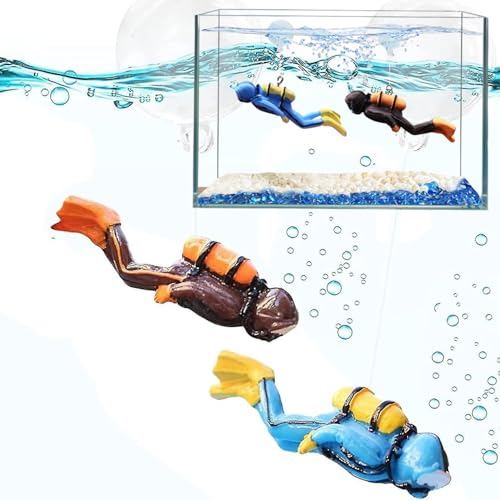 Petzlifeworld 2 Pcs Floating Mini Cute Diver Aquarium Fish Tank Simulation Decoration Ornaments | Made With Eco Friendly Resin | No Harm To Fish