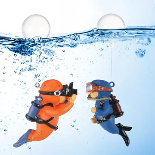 Petzlifeworld 2 Pcs Floating Mini Cute Photo Diver Aquarium Fish Tank Simulation Decoration Ornaments | Made with Eco Friendly Resin | No Harm to Fish