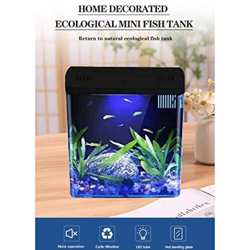 Bluepet Mini Square Shape Aquarium Small Desktop Home Decortive Fish Tank with USB Connector, Multi Mode LED Light, Ultra Silent Pump for Small Fishes (BL 04 ,Size : 20x14x20CM)