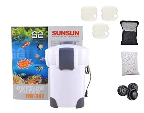 SunSun HW-302 External Canister Filter For Aquarium Fish Tank | 1000L/Hr | Suitable For 2-3 Feet Tank Free Filter Media Combo Worth 500 With This Order