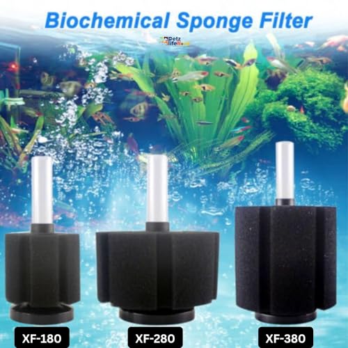 Petzlifeworld  Super Biochemical Sponge Filter for Aquarium Fish Tank with Free 2 Meter Air Hose Tube | Suitable for Fresh and Sea Water Appliances (XF-280)