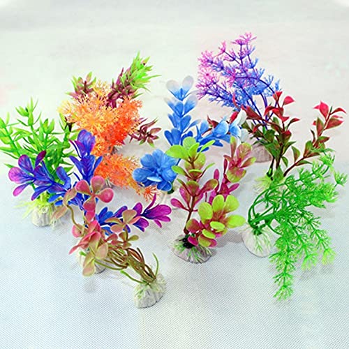 Petzlifeworld Artificial Aquarium Plants Fish Tank Decorations Plastic Aquarium Plants (Random Color) (Pack of 5)