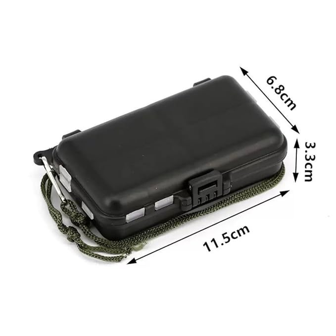 petzlifeworld Mini  and small Portable Fishing Tackle Box, 1pc Black Multi-Compartment Organizer with Lockable Lid & Design, Durable Lure Storage Case for Hooks, Rigs & Fishing Gear, Ideal for Anglers & Outdoor Use