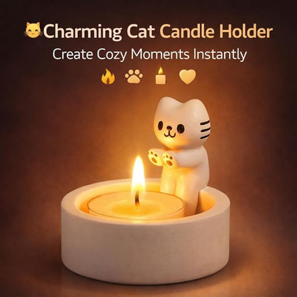 petzlifeworld Cat Candle Holder (Candle Not Included) Cute Cartoon Kitten Tealight Holder, Resin Candle Stand for Home Decor, Warming Paws Candle Holder, Gift for Women Girls Cat Lovers Bedroom Table Decor