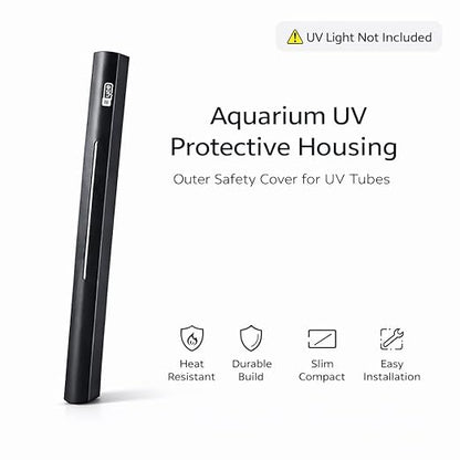 petzlifeworld  Aquarium UV Protector – Heat Resistant Outer Safety Cover for UV Tubes – Slim Compact Design with Mounting Clips – Durable UV Tube Protector (UV Light Not Included)
