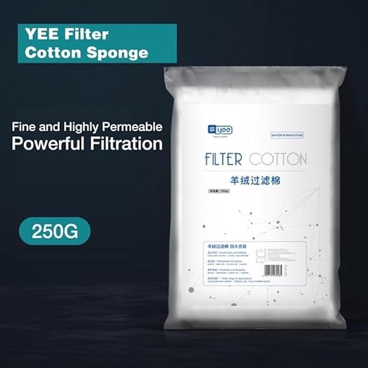 YEE Biochemical High Density Cotton Filter Media Sponge 250g | Aquarium Filter Floss Roll for Crystal Clear Water | Cut to Use