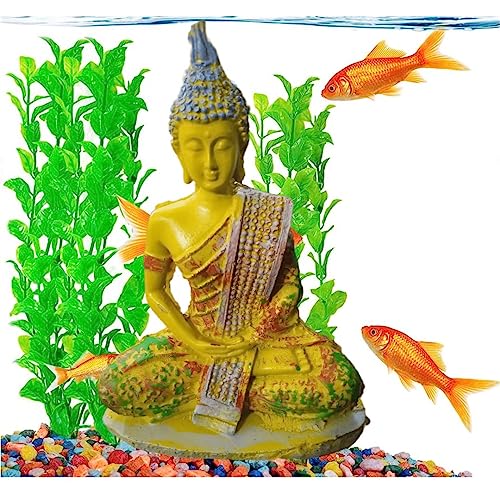 Petzlifeworld Buddha Meditating Statue for Aquarium Fish Tank Decoration and Home Decoration (Yellow)