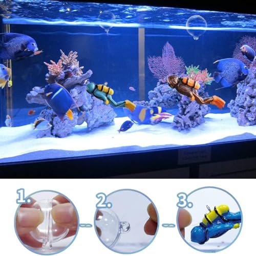 Petzlifeworld 2 Pcs Floating Mini Cute Diver Aquarium Fish Tank Simulation Decoration Ornaments | Made With Eco Friendly Resin | No Harm To Fish