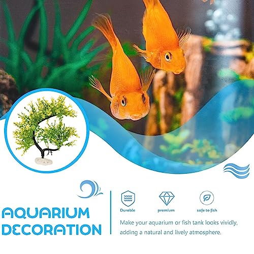 PetzLifeworld 12 Inch (30 * 26 * 13 Cm) Green Colour Bush Plastic Aquarium Tree for Fish Tank Ornament Natural Design Decorations (ST-1042)