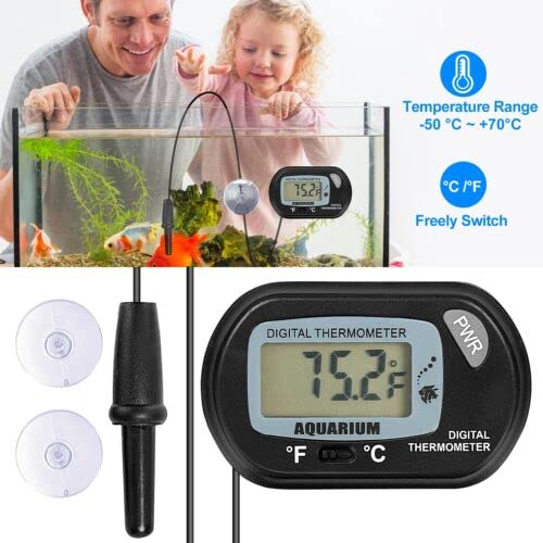 PetzLifeworld Digital LCD Aquarium Thermometer with Suction Cups | Battery Replaceable | Aquarium  Fish Tank Temperature Monitor