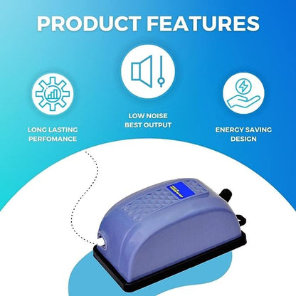 Blue Pet Complete Air Motor Oxygen Pump Starter Kit Combo for Aquarium Fish Tank (Includes Air Pump, Check Valve, Controller, Air Tube & Air Stone)