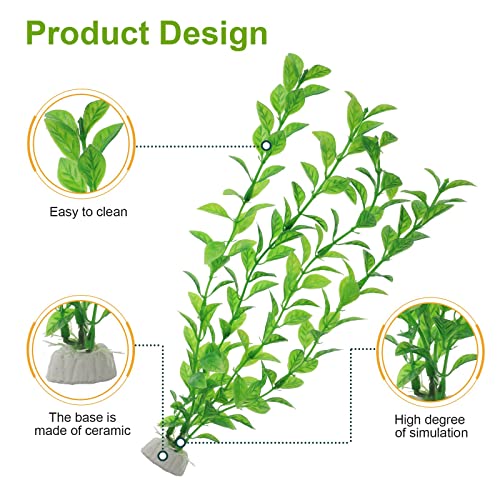 PetzLifeworld 12 Inch Green Rotella Aquarium Fish Tank Decoration Plastic Plants | Artificial Plants for Indoor Home and Office Decoration 6 Pcs Pack